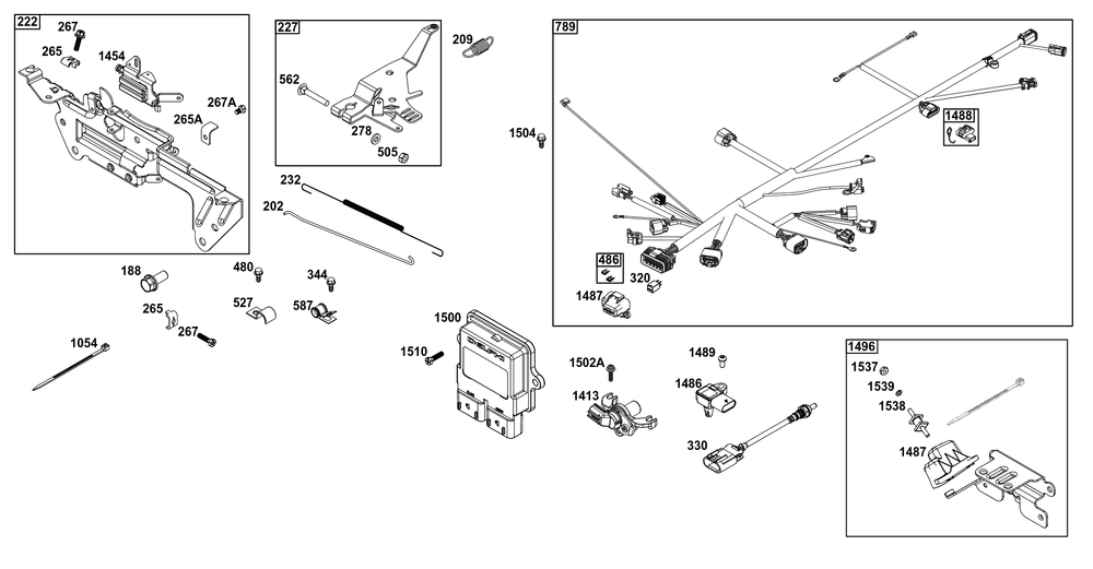 Controls Group Diagram and Parts List for 61E377-0061-J1 400000 - 699999 Briggs and Stratton Engine